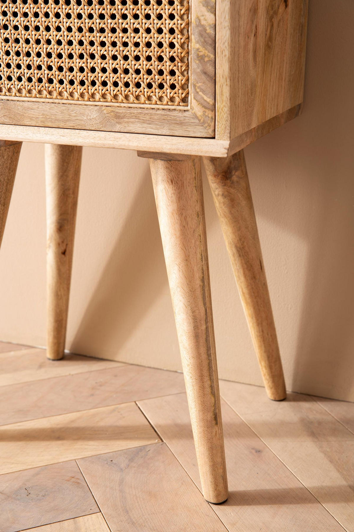 NACHTTISCH – Mango Massivholz/Rattan, 40x60x30 cm, Braun, 1 Schublade, Wiener Geflecht - Braun, Holz (40/60/30cm) - KADIMA DESIGN
