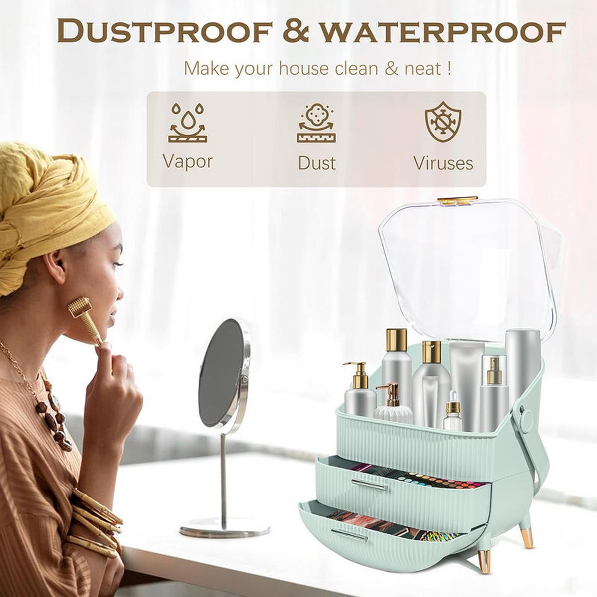 KOSMETIKORGANIZER Carpenter Ⅲ 26/16/38 cm - Hellgrün, Kunststoff (16/38/26cm) - Nettlife