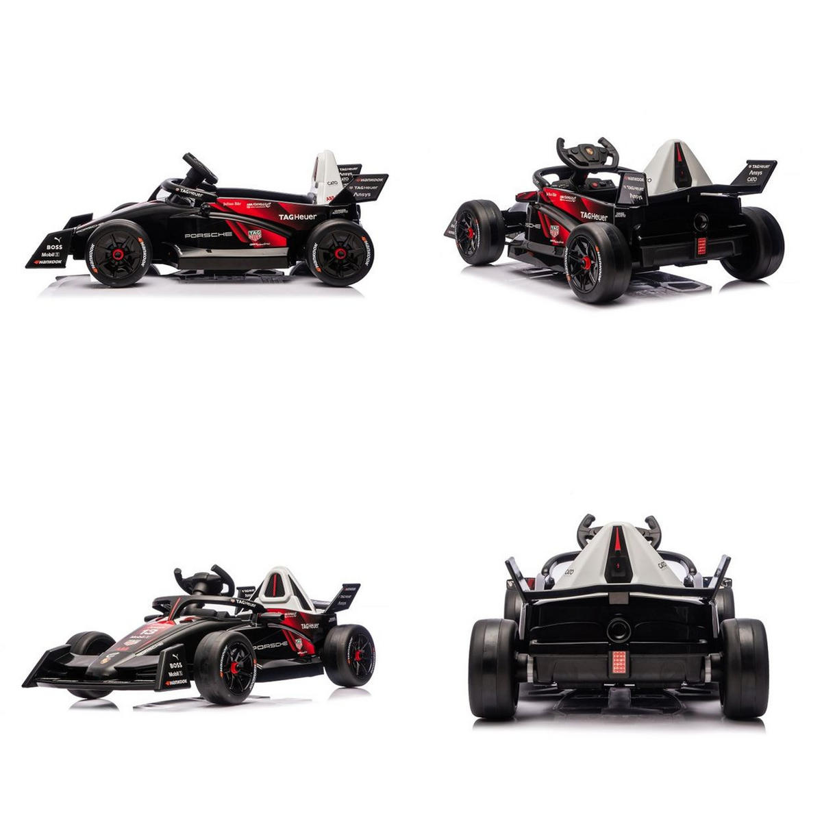 ELEKTROAUTO Rennwagen Formel E schwarz Porsche Fernbedienung Hupe Musik - Schwarz, Kunststoff (115/67/50cm) - Chipolino