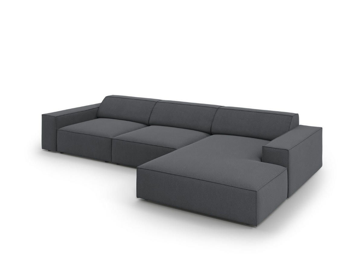 ECKSOFA rechts Jodie aus strukturiertem Stoff dunkelgrau 4 Sitzplätze - Dunkelgrau, Textil (166/284cm) - Micadoni