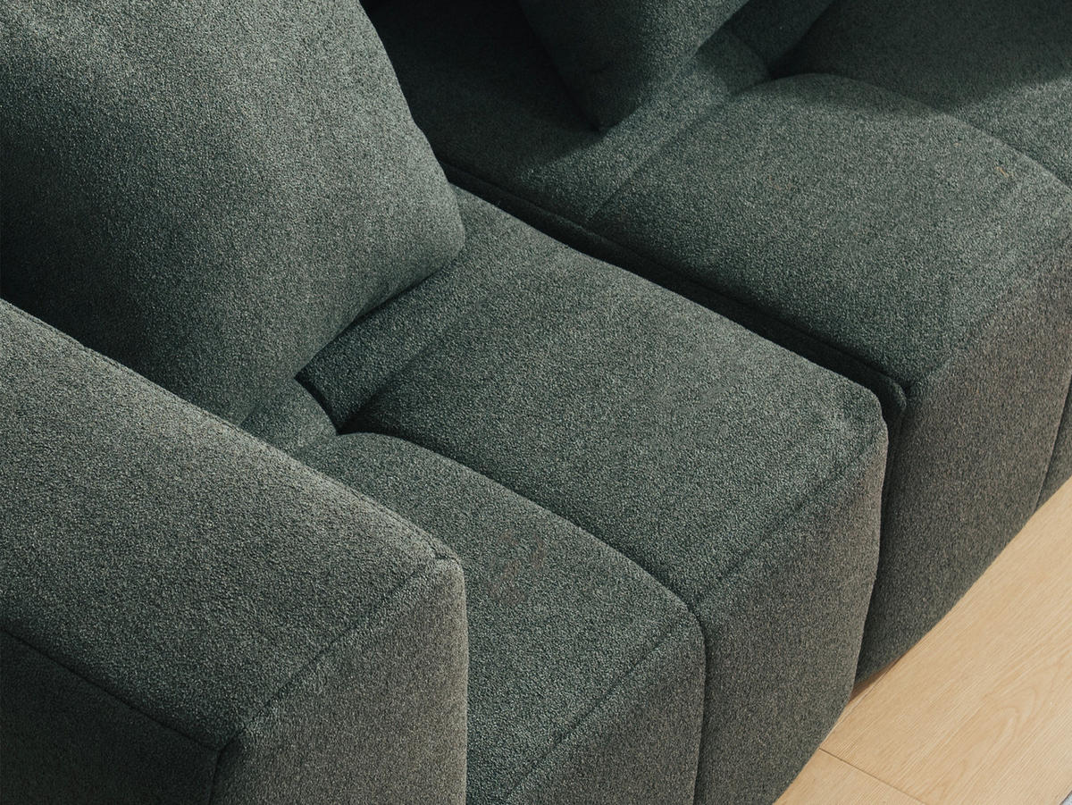 WOHNLANDSCHAFT Bouclé-Stoff Waldgrün - Waldgrün, Textil (340/73/190cm) - MILYsofa