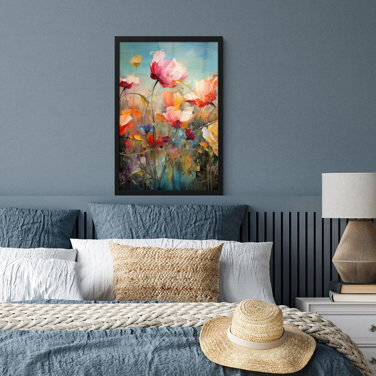 GERAHMTES BILD Blumen - Aquarell - Kunst - Botanisch - Natur 40x60 cm - Orange, Papier (40/60cm) - MuchoWow