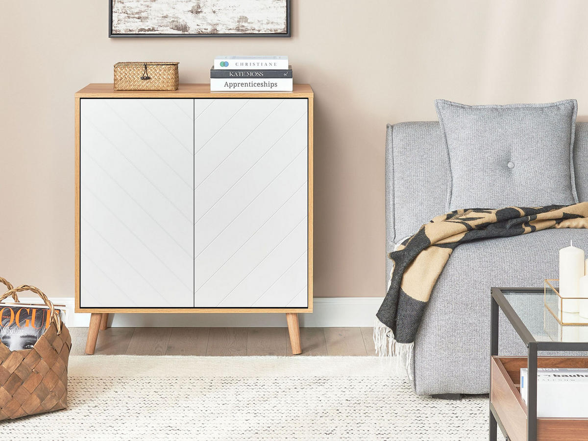 SCHRANK Weiß Bristow - Weiß, Holzwerkstoff (40/76/84cm) - Beliani