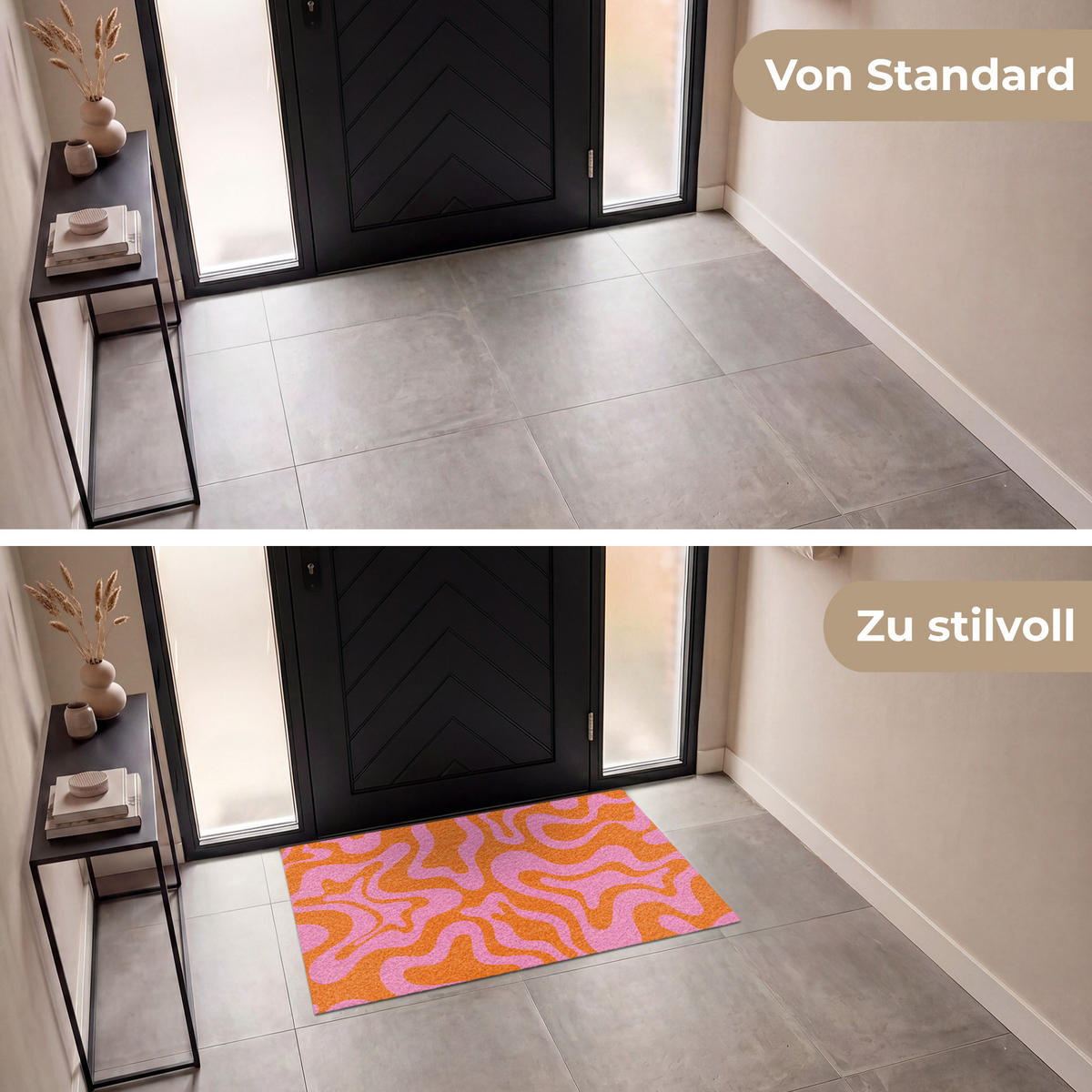ROHOŽKA Vzor - růžová - oranžová - abstraktní - moderní 120x80 cm - růžová, textil/umělá hmota (120/0.4cm) - MuchoWow