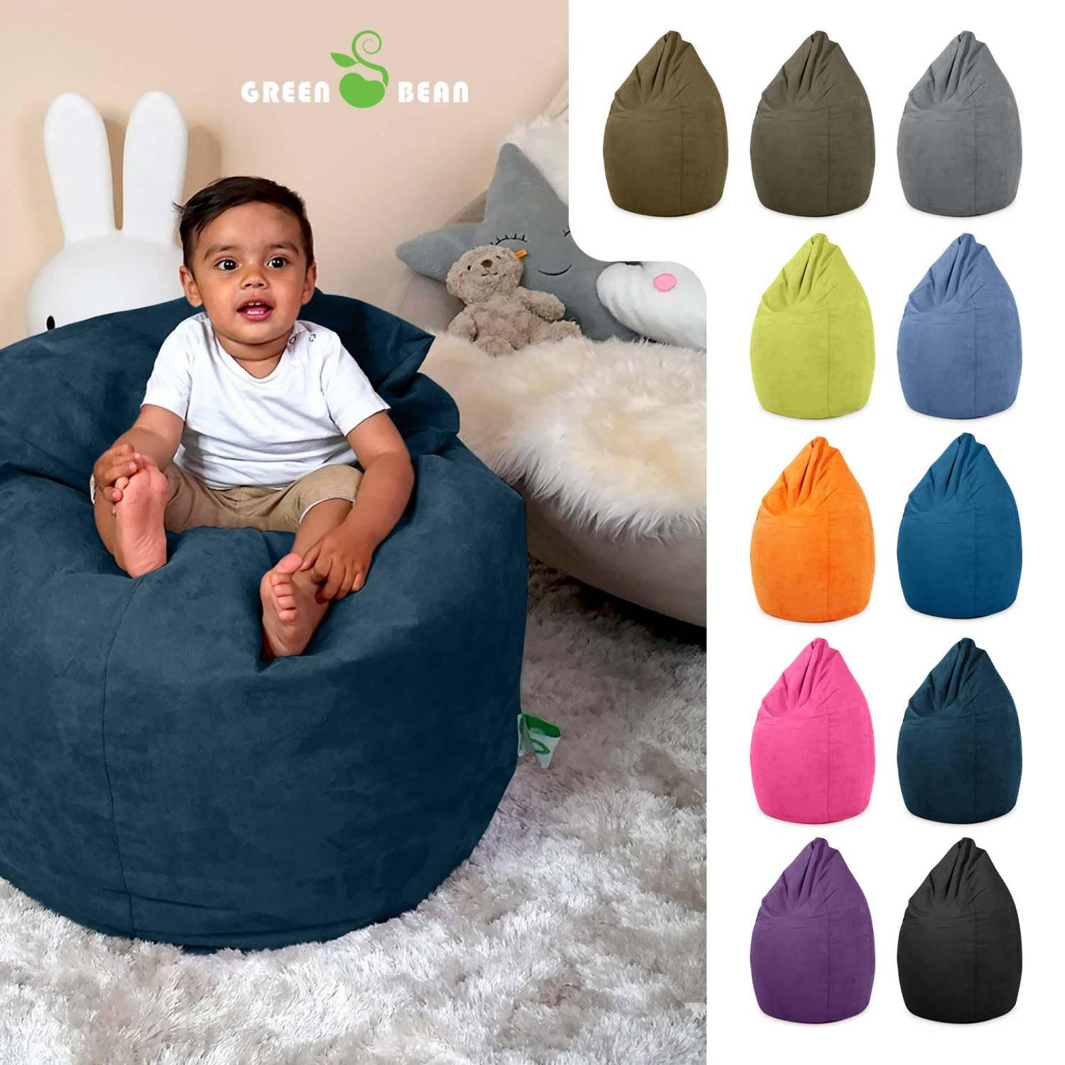 SITZSACK "Drop" 60x60x90cm - 220L - Dunkelblau, Textil (60/90/60cm) - Green Bean