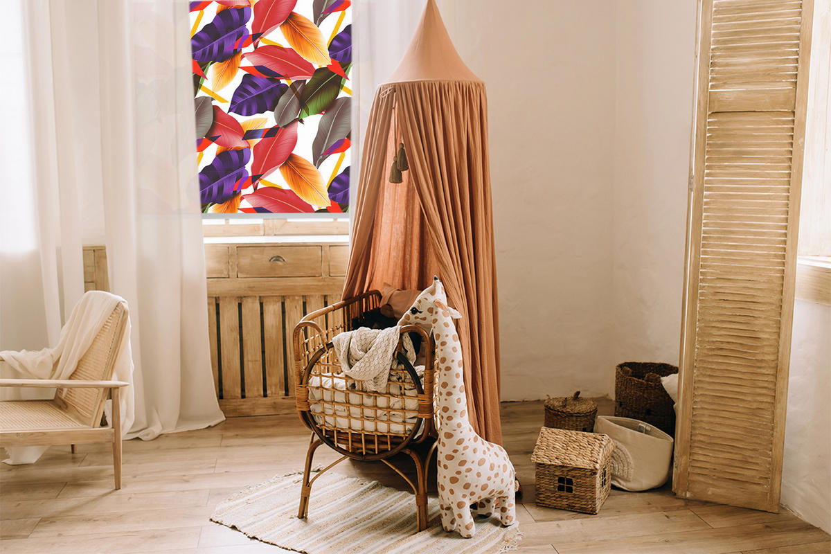 VNÚTORNÁ roleta - okenná roleta - roleta - 100x100 cm - Farebné listy - červená, plast (100/100/0.5cm) - TULUP