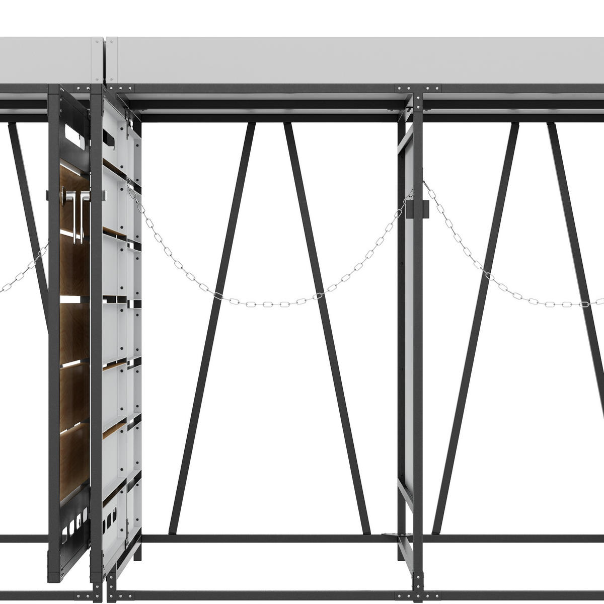 MÜLLTONNENBOX Pflanzdach Holzoptik abschließbar Belüftung - Schwarz, Metall (79/120/262cm) - FLIEKS
