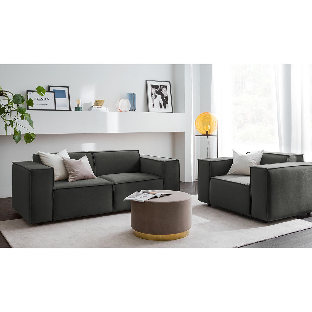 2-SITZER SOFA - Grau, Textil (189/70/96cm) - home24