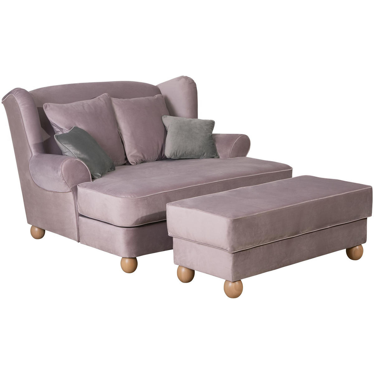 SESSEL XXL inkl. Kissen Katiga Samtvelours rosé - Rosa, Kunststoff (114/102/154cm) - 58aufmkessel