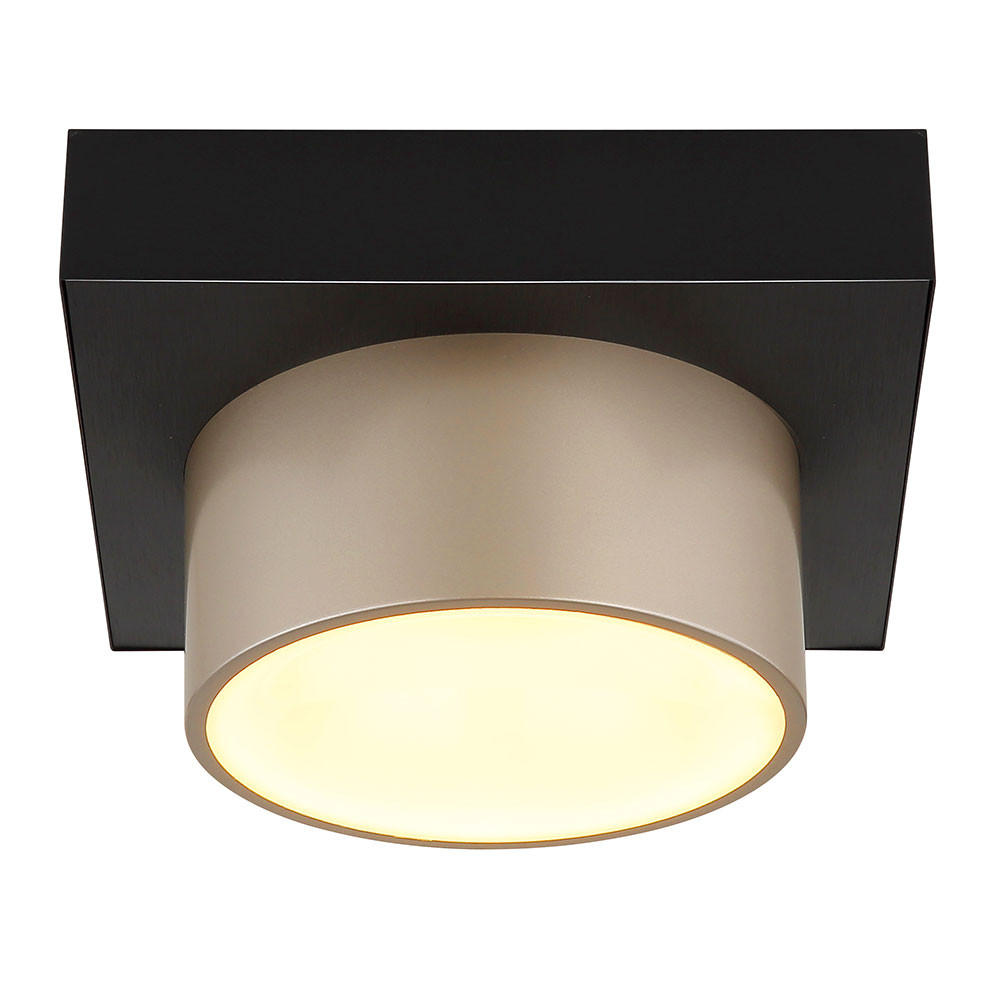 DECKENLEUCHTE RAYMOND METALL SCHWARZ MATT CHAMPAGNER LED - Schwarz, Metall (20/20/13cm) - Globo Lighting