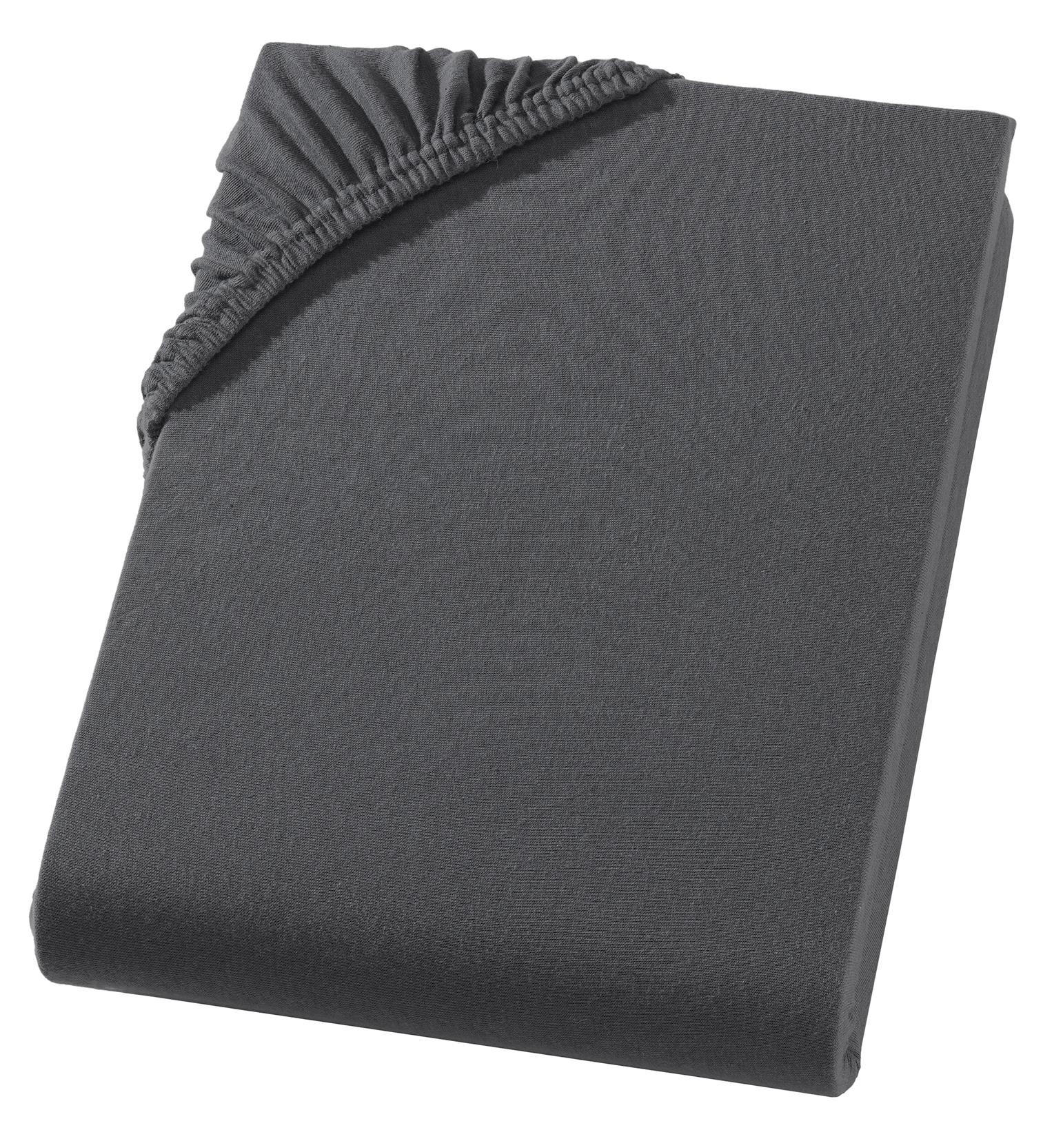 SPANNBETTLAKEN Heavy Jersey aus 100% Baumwolle, Bettlaken 160x200 Anthrazit - Anthrazit, Textil (160/200cm) - Carpe Sonno