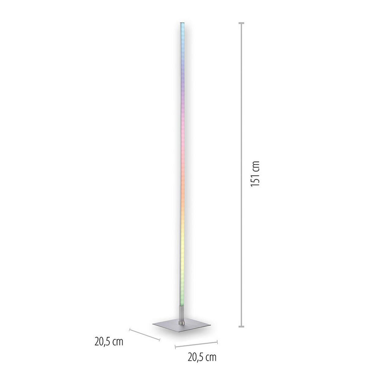 LED STEHLEUCHTE Silber dimmbar RGB - Silberfarben, Metall (20.5/20.5/151cm)
