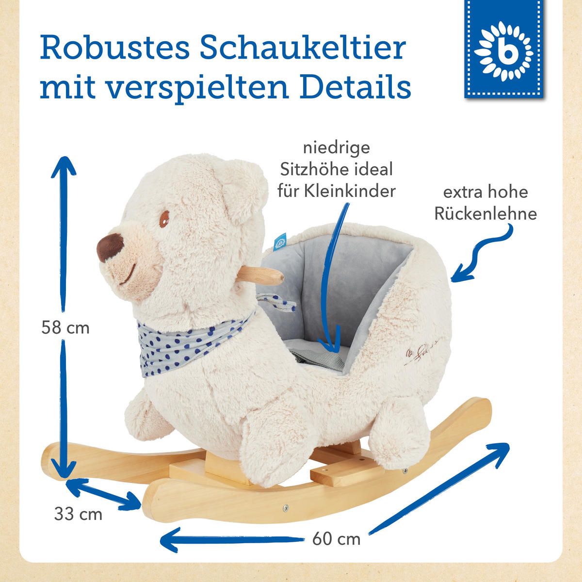 SCHAUKELTIER Plüsch Schaukelpferd - Creme, Textil (60/48/26cm) - Bieco Spielwaren