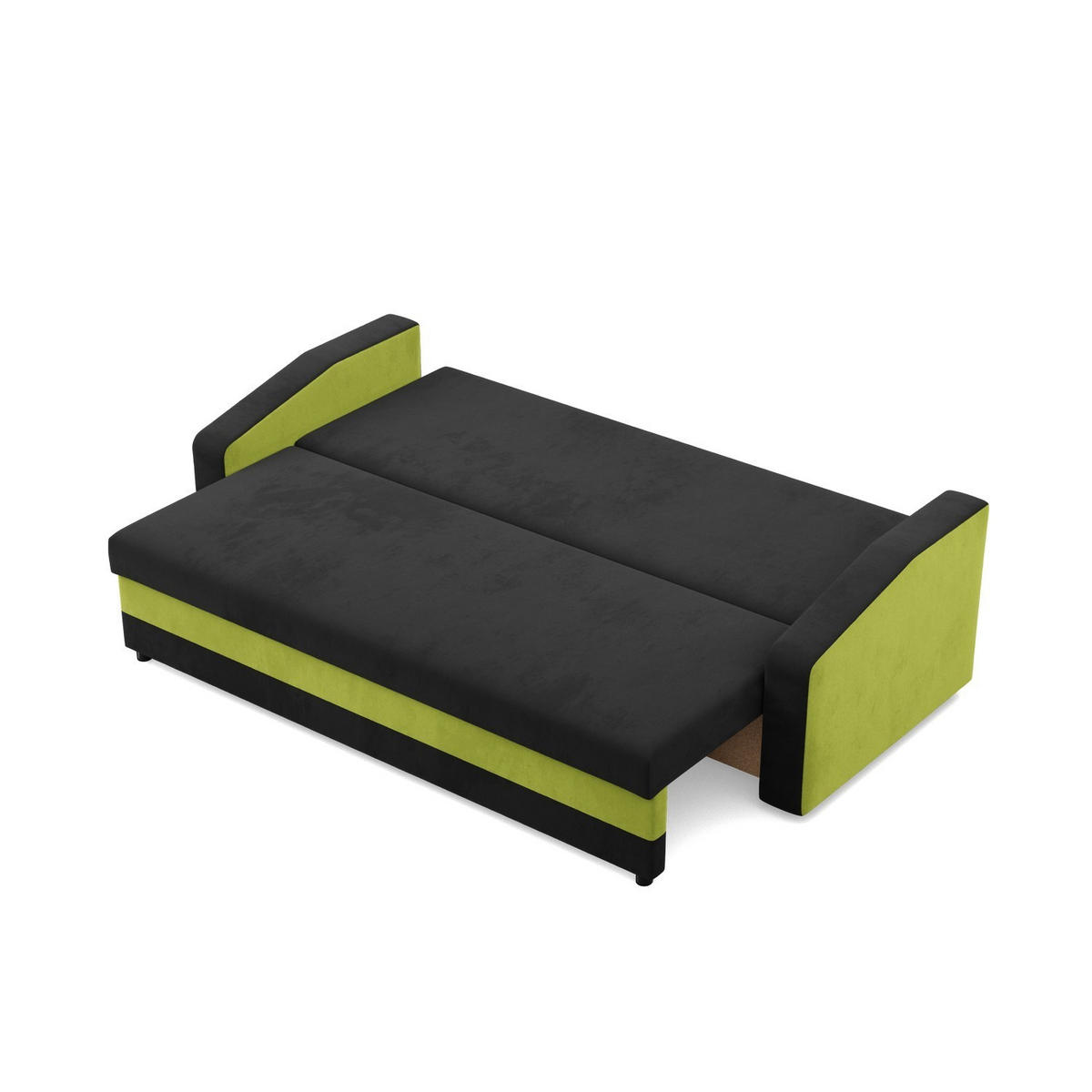SOFA 3-SITZER MIT SCHLAFFUNKTION ORION, Schwarz + Grün - Schwarz/Grün, Textil (220/85/92cm)