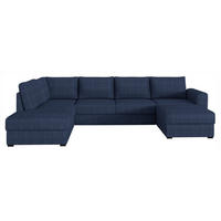 WOHNLANDSCHAFT Wilma, Seite: Links - Blau/Schwarz, Holz/Textil (305/85/188cm) - MIRJAN24