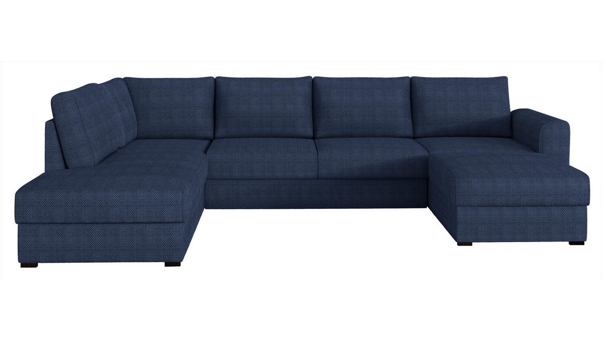 WOHNLANDSCHAFT Wilma, Seite: Links - Blau/Schwarz, Holz/Textil (305/85/188cm) - MIRJAN24