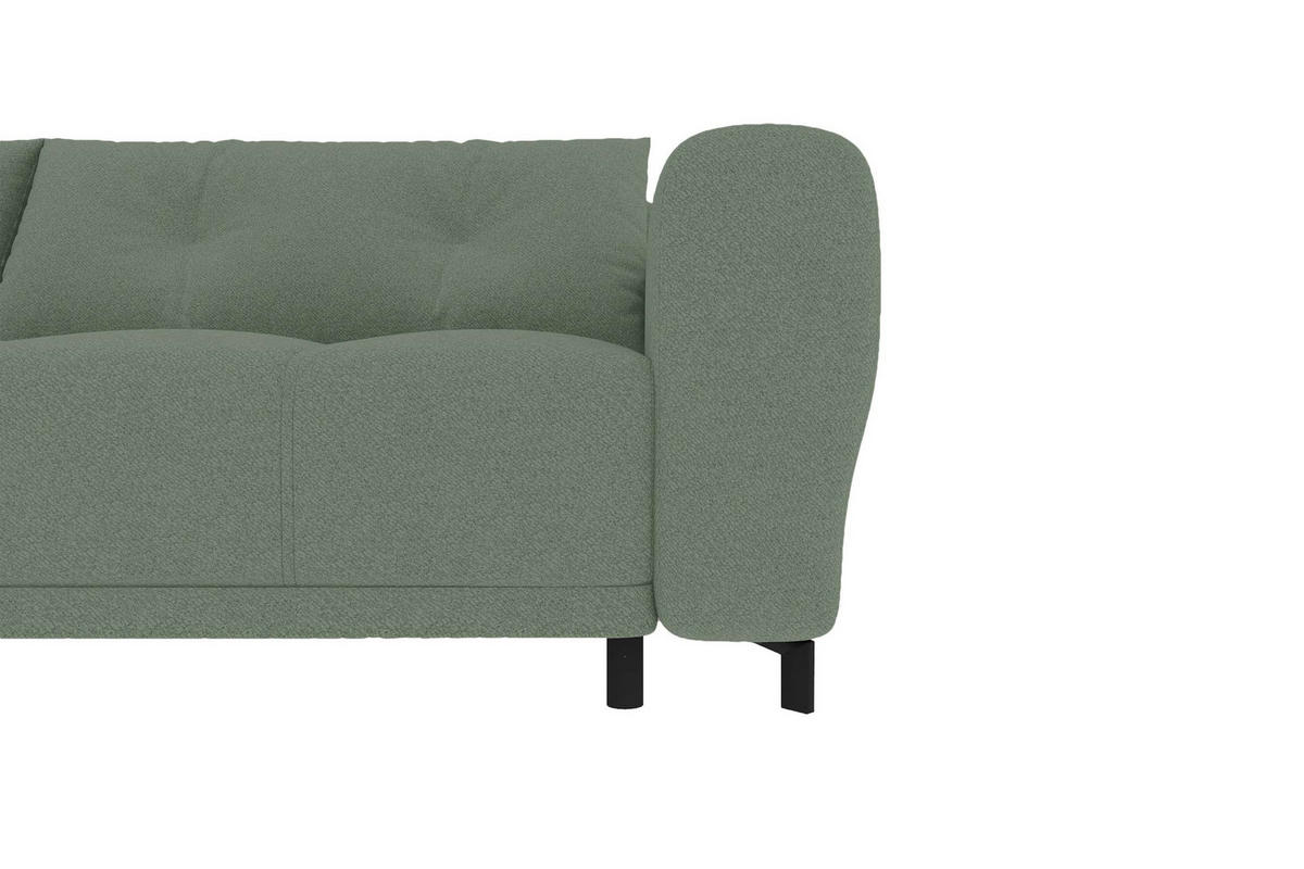 ECKSOFA Massimo Strukturstoff Salbeigrün inkl. Schlaffunktion Links - Salbeigrün/Schwarz, Textil/Metall (246/177cm) - 99rooms