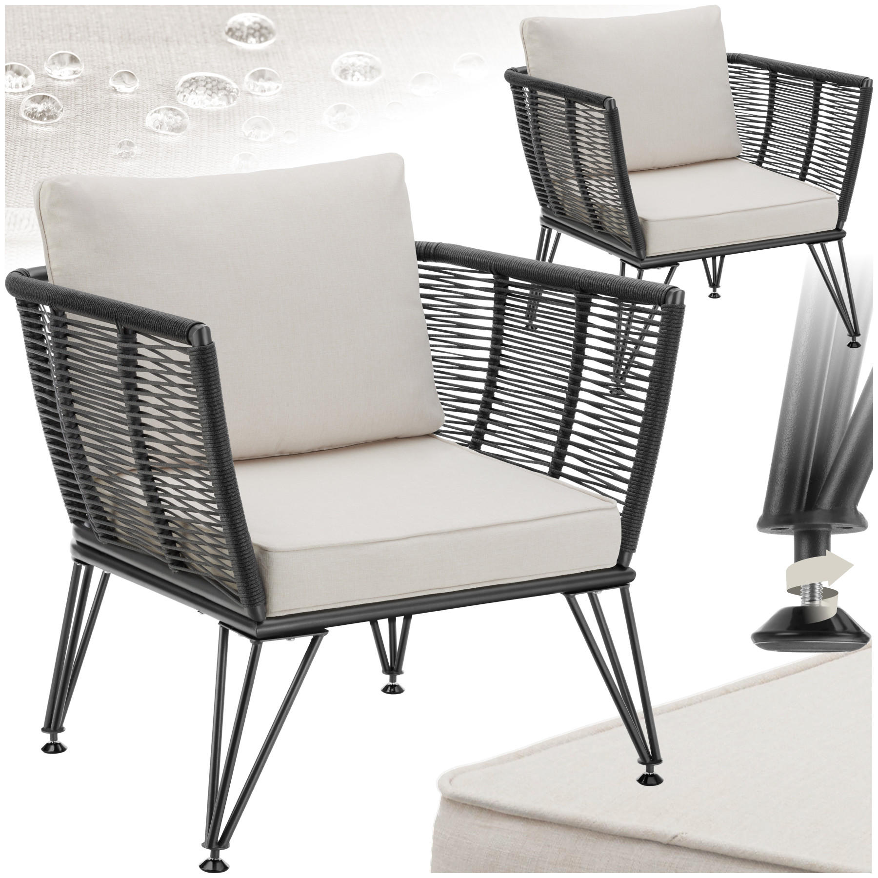 GARTEN-LOUNGESESSEL Sundo,75,5 x 67 x 71 cm,anthrazit - Anthrazit, Textil (75.5/71/67cm) - tectake