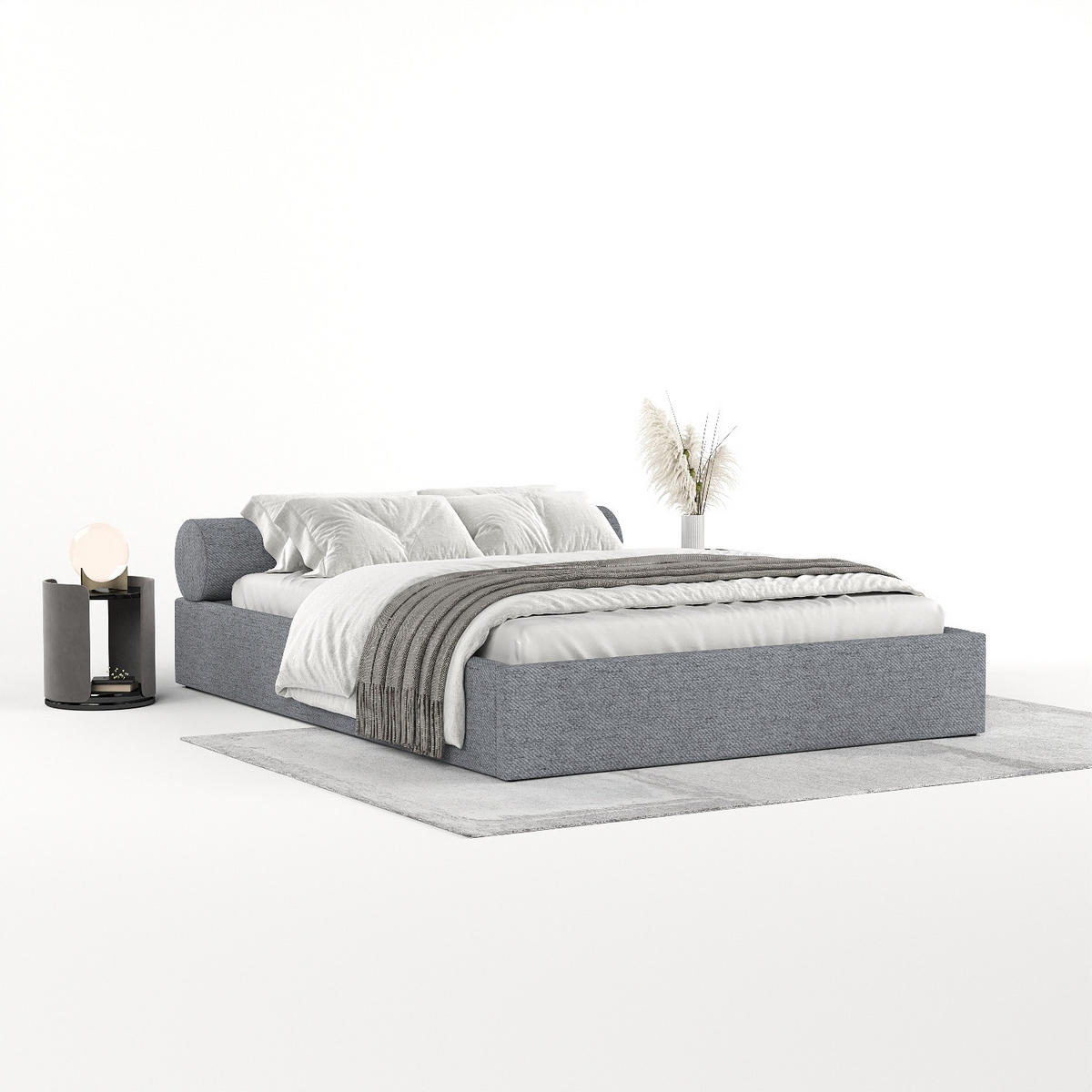 POLSTERBETT Solvo mit Stauraum 180/200 cm Grau im Neve Stoff - Schwarz/Naturfarben, Holz/Holzwerkstoff (180/200cm) - AltaBeds