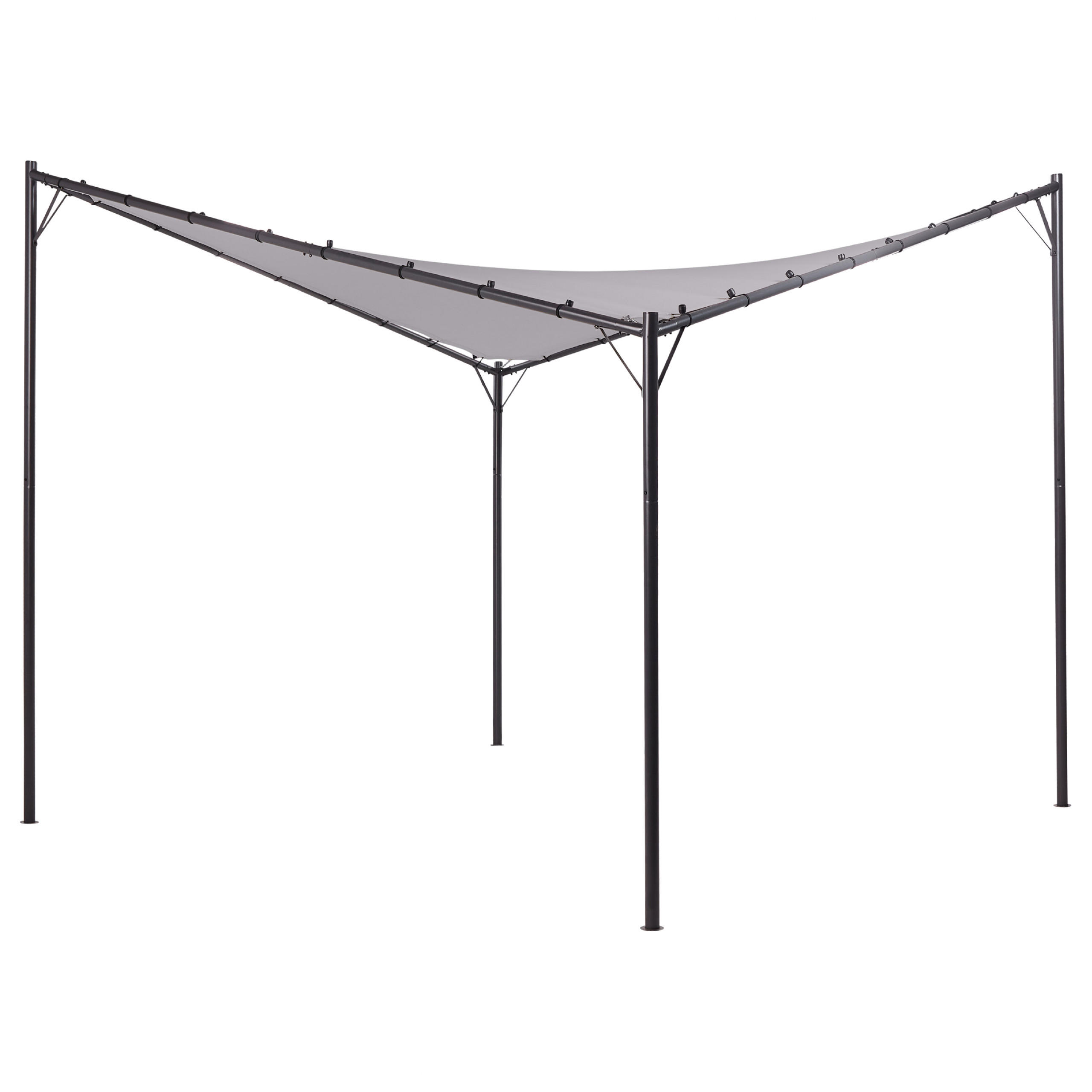 PERGOLA Stahl grau 300/300 cm Aventine - Schwarz/Grau, Kunststoff (300/260/300cm) - Beliani