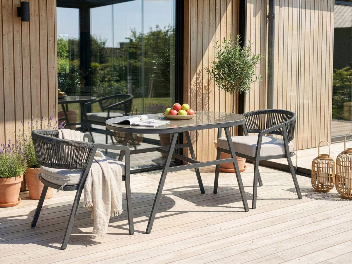 BISTRO-SET Grau 2er-Set Muros - Beige/Grau, Metall - Beliani