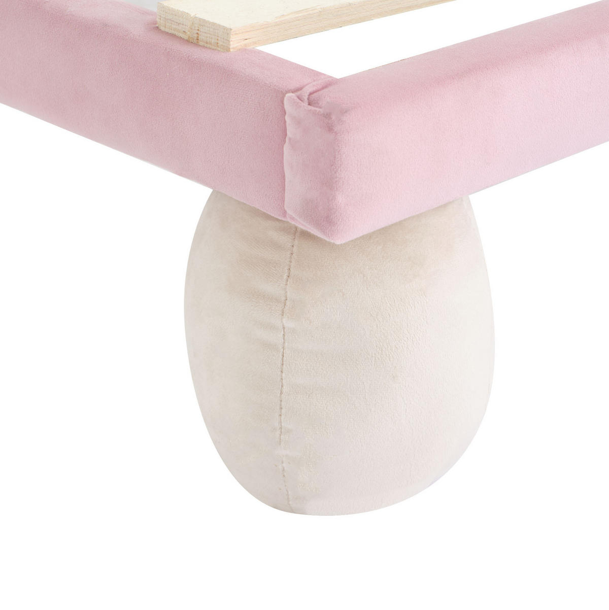 POLSTERBETT 90/200 cm Beige/Rosa aus Samt mit LED-Lichtstreifen - Weiß, Textil (90/200cm) - OKMYHOME