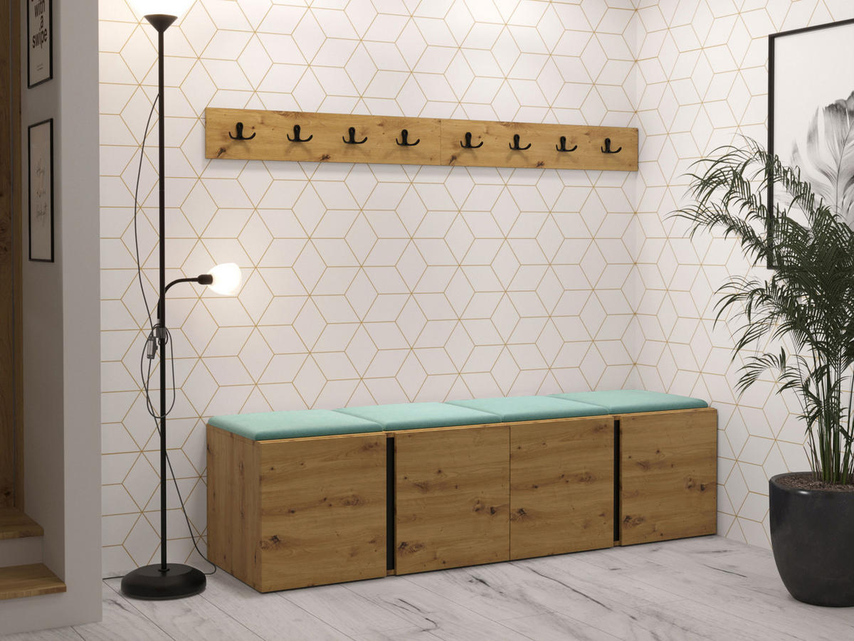 GARDEROBEN-SET Orion VII - Eiche Artisan/Mintgrün, Holzwerkstoff/Kunststoff (168/42/46cm) - MIRJAN24