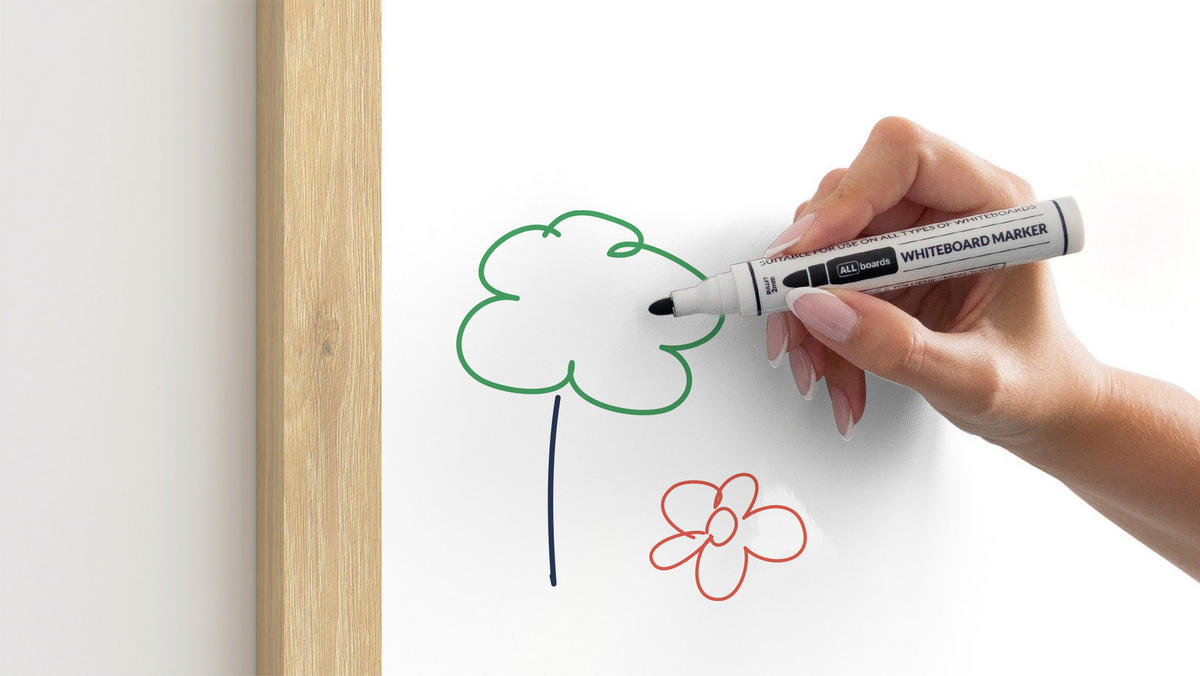 MAGNETTAFEL – Magnetisches, trocken abwischbares Whiteboard in Form eines Hauses, mit Holzrahmen - Weiß, Metall (90/60/2cm) - ALLboards