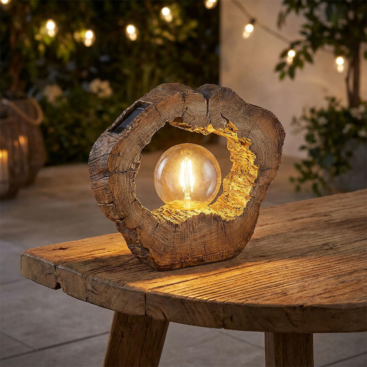 LED AUSSENLEUCHTE Baumscheibe Holzoptik Braun - Braun, Kunststoff (30.5/8.5/25.5cm) - Globo Lighting