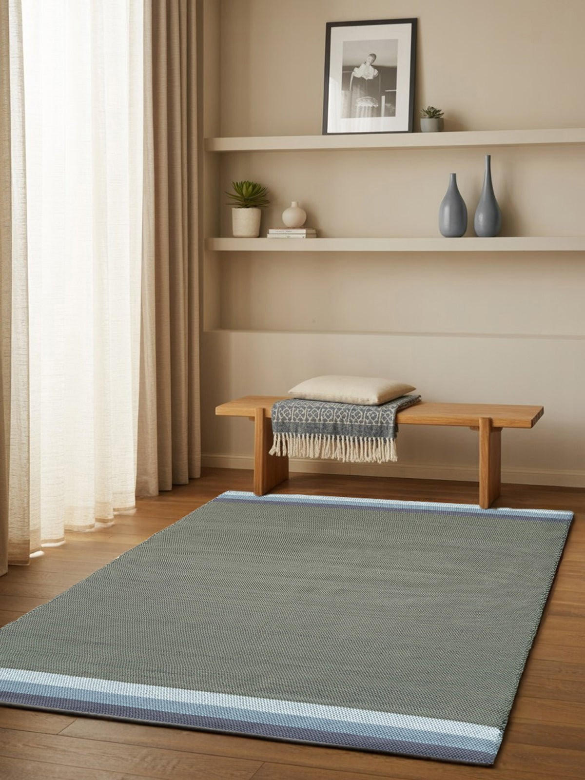 TEPPICH aus recycelter Baumwolle handgewebt grün - Grün, Naturmaterialien (140/200cm) - AFK Living