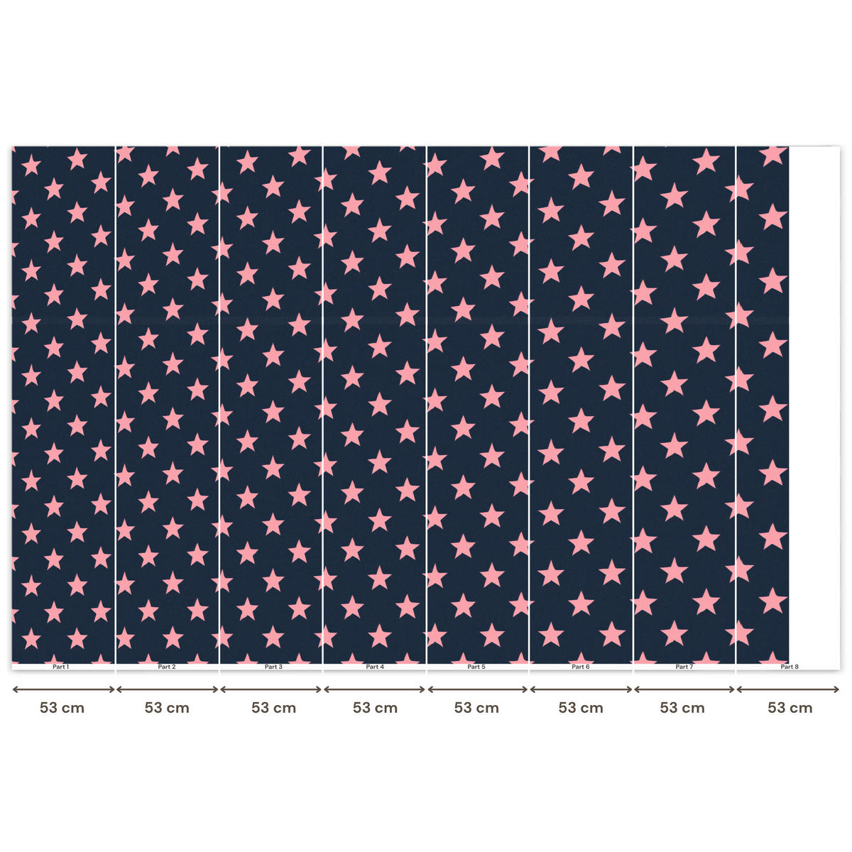 KINDERTAPETE - Muster - Sterne - Rosa - 400x260 cm - Anthrazit, Papier (400/260cm) - OnlyWow