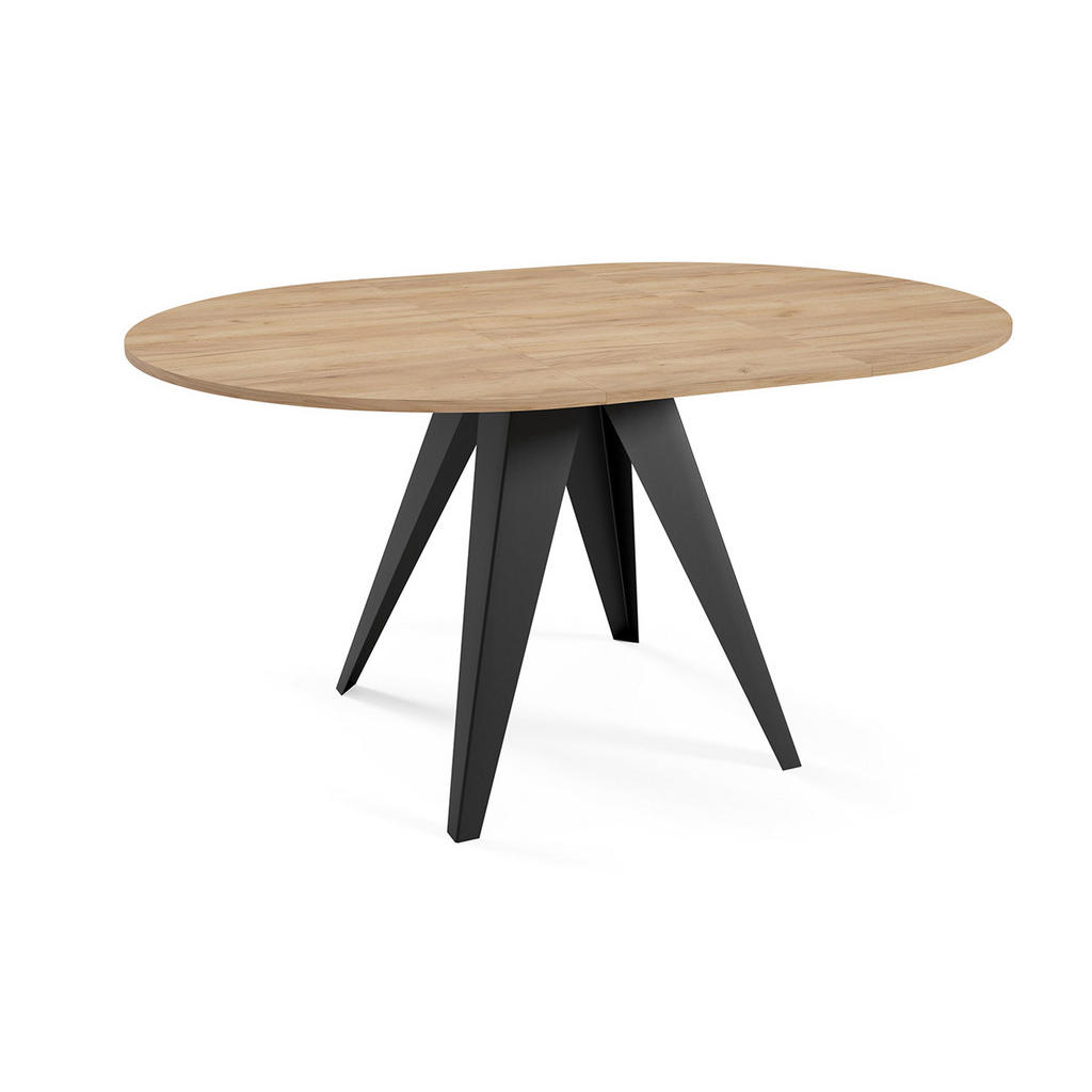 Thumbnail - Feldmann-Wohnen Esstisch, Eiche Bianco, Schwarz, Holz, Rund,Rund, Stativgestell, 90x76x90 cm, Esszimmer, Tische, Esstisc...