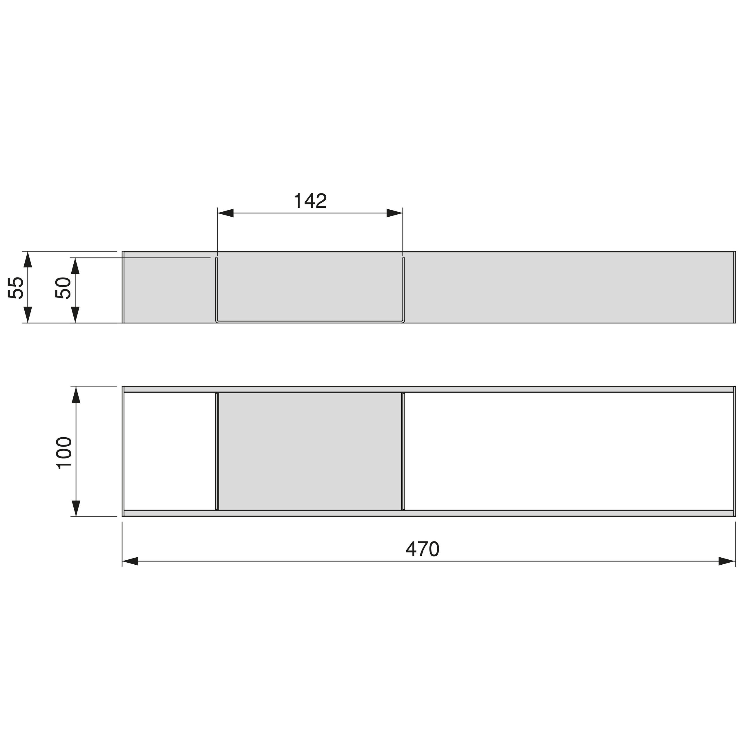 SCHUBLADENORGANISATOR Orderbox, 100x470mm, Stahl und Holz, Anthrazitgrau - Anthrazit, Metall (11/9/50.5cm) - EMUCA