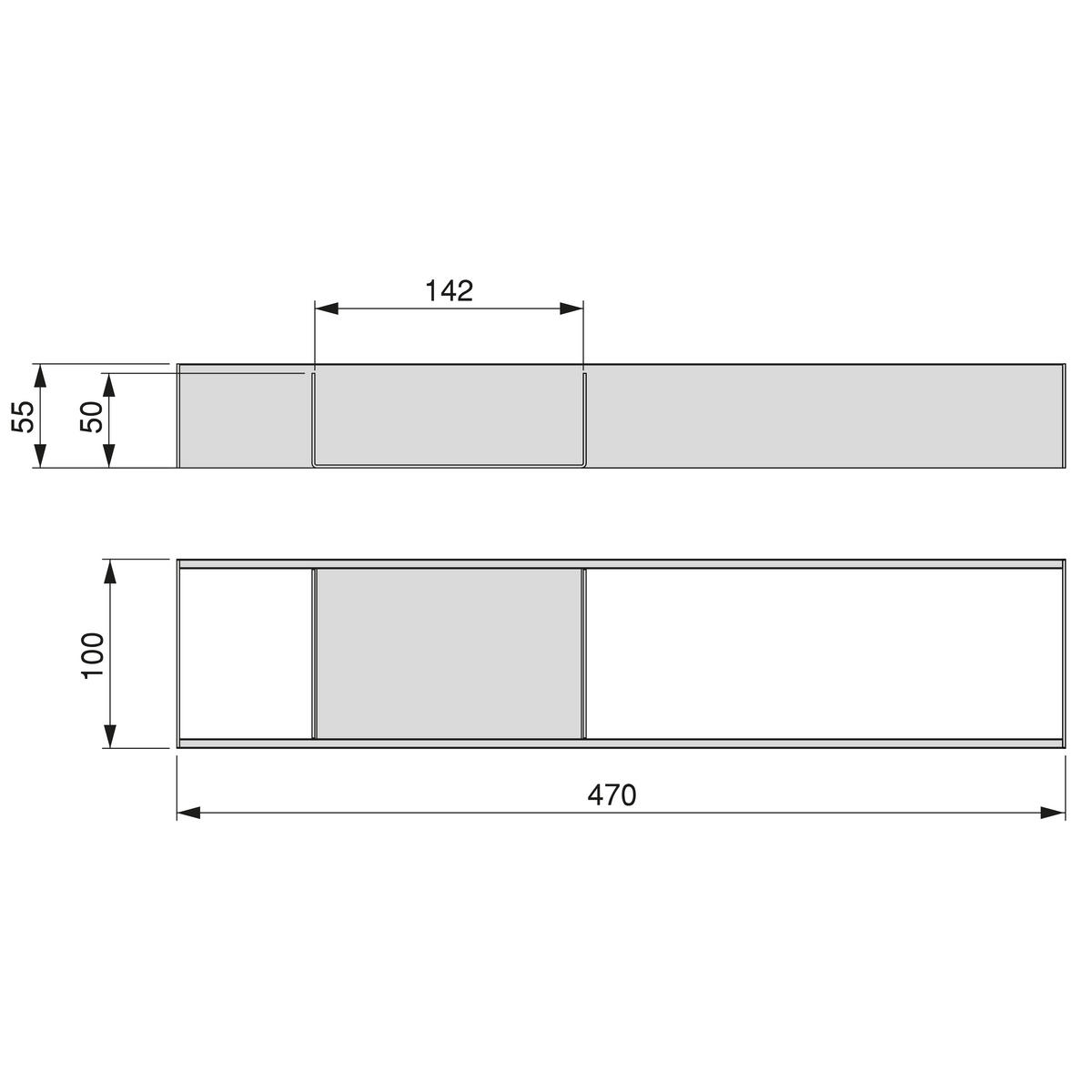 SCHUBLADENORGANISATOR Orderbox, 100x470mm, Stahl und Holz, Anthrazitgrau - Anthrazit, Metall (11/9/50.5cm) - EMUCA