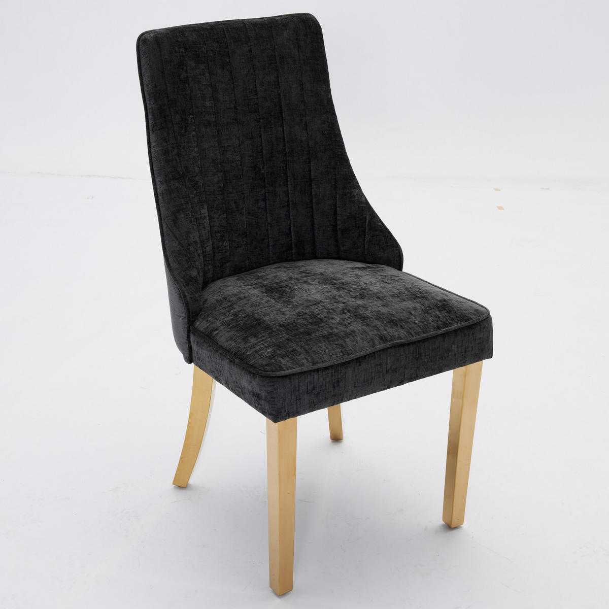 ESSZIMMERSTUHL 2er-Set aus Chenille mit Goldbeinen, Schwarz - Schwarz, Textil (65/95/50cm)
