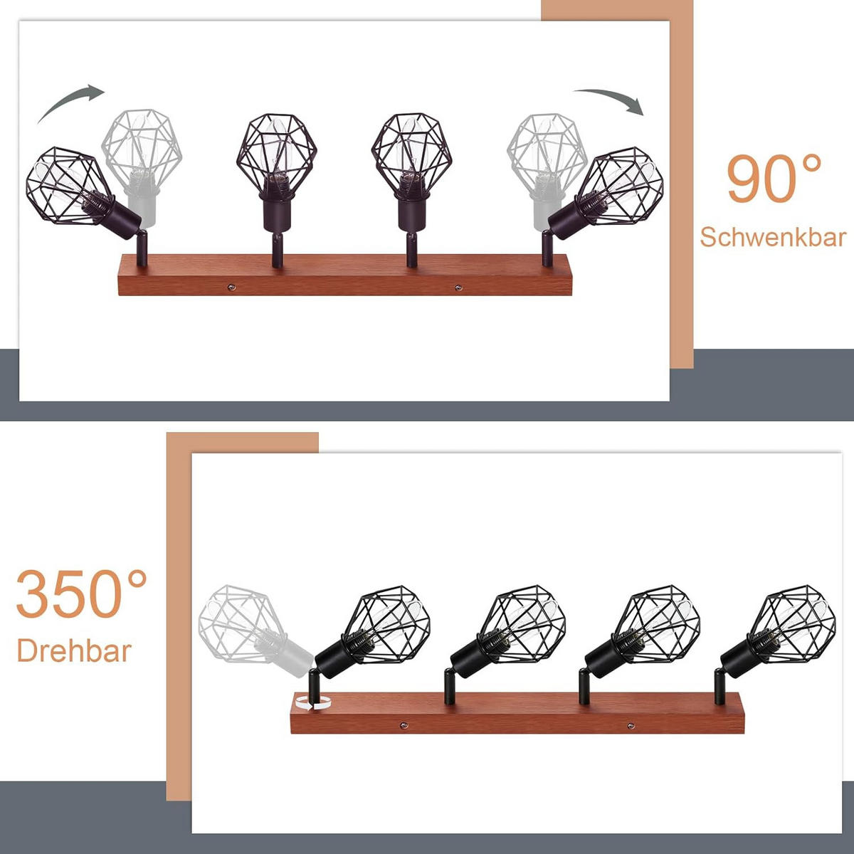 DECKENSTRAHLER Stralwyn 21.5/50/11 cm - Schwarz, Metall (11/21.5/50cm) - ZMH