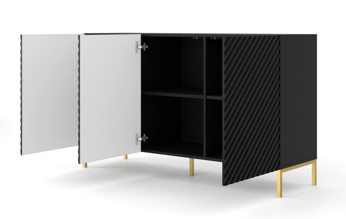 KOMMODE Schwarz, Gold 150/87/42 - Schwarz, Holzwerkstoff (150/87/42cm) - RAUMHIRSCH FURNITURE