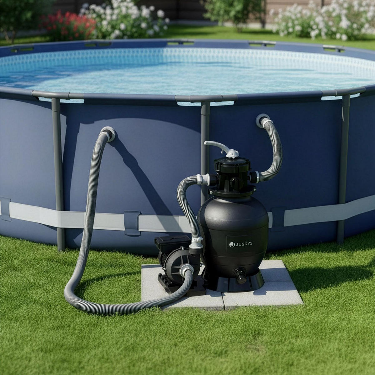 SANDFILTERANLAGE schwarz 250W - Schwarz, Kunststoff (33/41.5/52cm) - Juskys