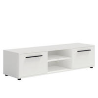 RTV-SCHRANK Maxivo 150 Weiß, zweitüriger TV-Tisch - Schwarz/Weiß, Holzwerkstoff (150/38/40cm) - Bettso