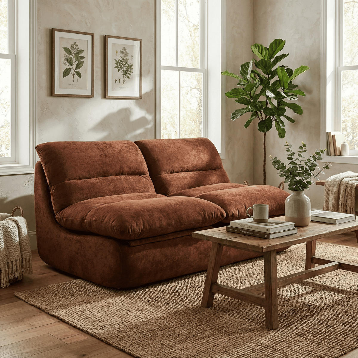 SOFA Nuvia Doppel 2-Sitzer - Schokolade - Braun, Textil (160/73/100cm) - COCO Living