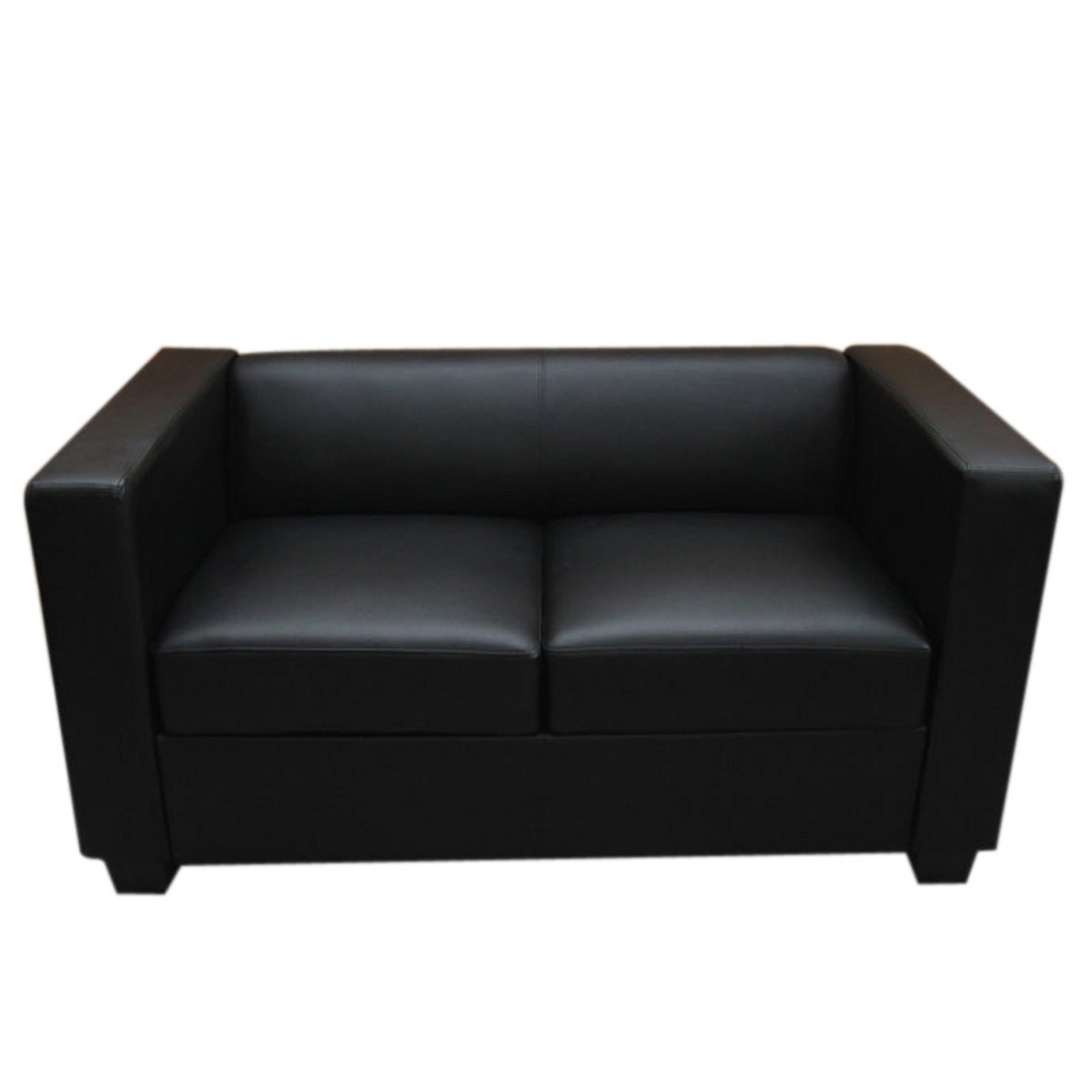 2ER SOFA Schwarz - Schwarz, Leder (137/70/75cm) - MCW