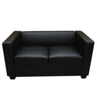 2ER SOFA Schwarz - Schwarz, Leder (137/70/75cm) - MCW