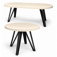 ESSTISCH rund ausziehbar 110/210/76 cm, Kaschmir, 54 cm Tischplatte + Industrial Metallgestell Schwarz - Kaschmir/Schwarz, Holzwerkstoff/Metall (110/210/76cm) - Damale Möbel
