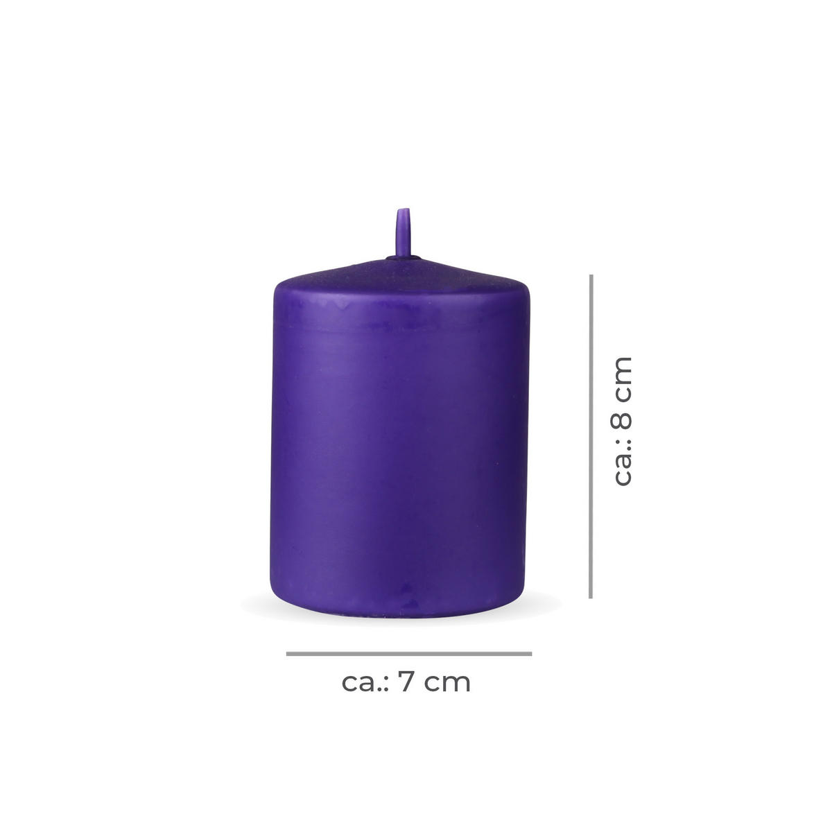 STUMPENKERZEN "Lila", Größe Ø7cm x Höhe: 8 cm - Lila, Naturmaterialien (7/8cm) - HS Candle
