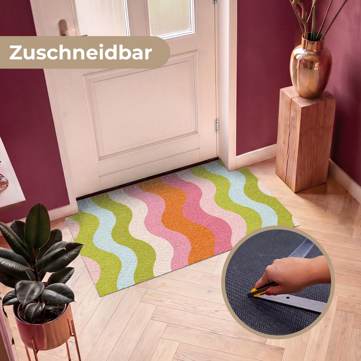 ROHOŽKA Oběžné dráhy - Vlny - Barevné - Vertikální 120x80 cm - různobarevná, textil/umělá hmota (120/0.4cm) - MuchoWow