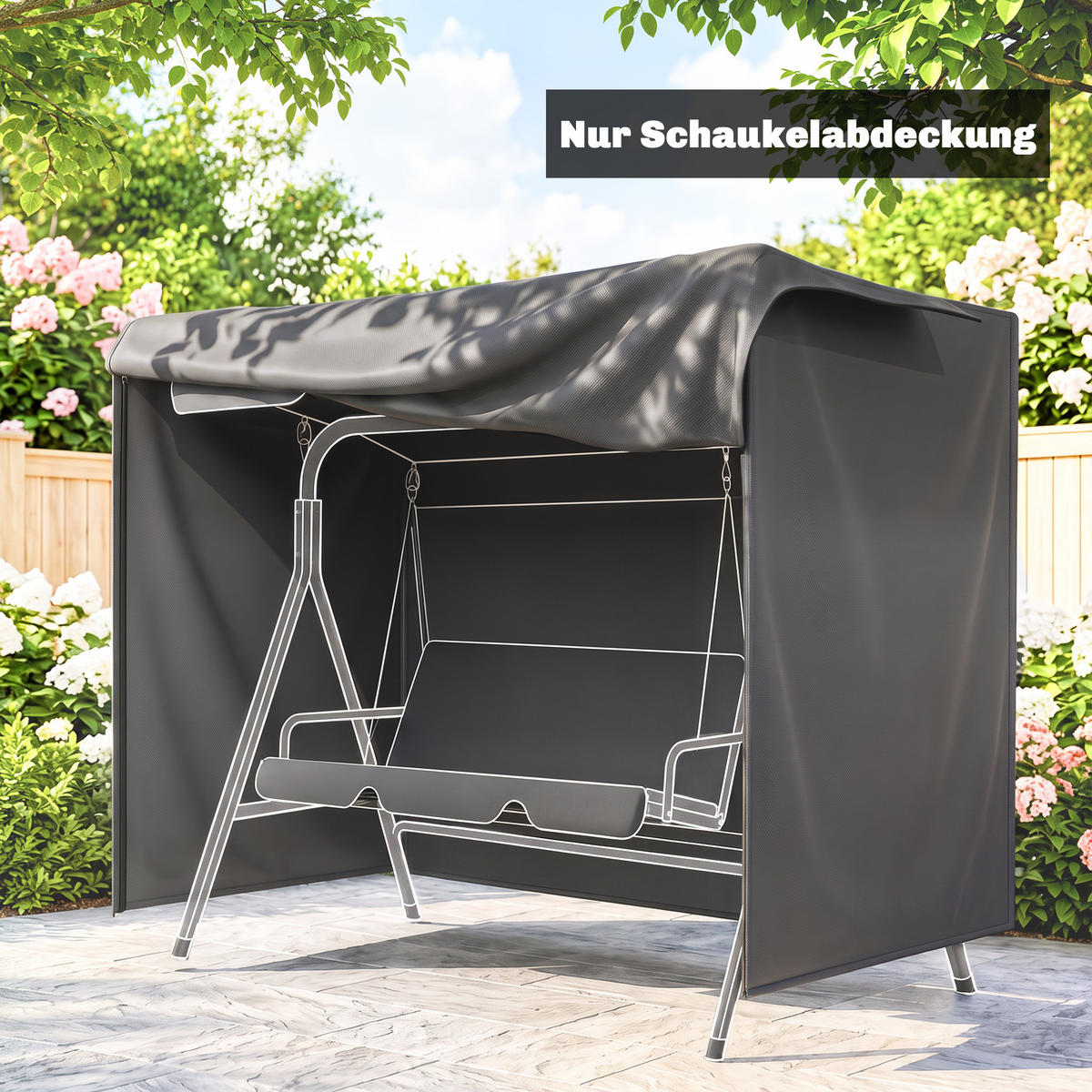 SCHUTZHÜLLE für Hollywoodschaukel aus Polyester Grau - Dunkelgrau, Kunststoff (114/152/177cm) - Outsunny
