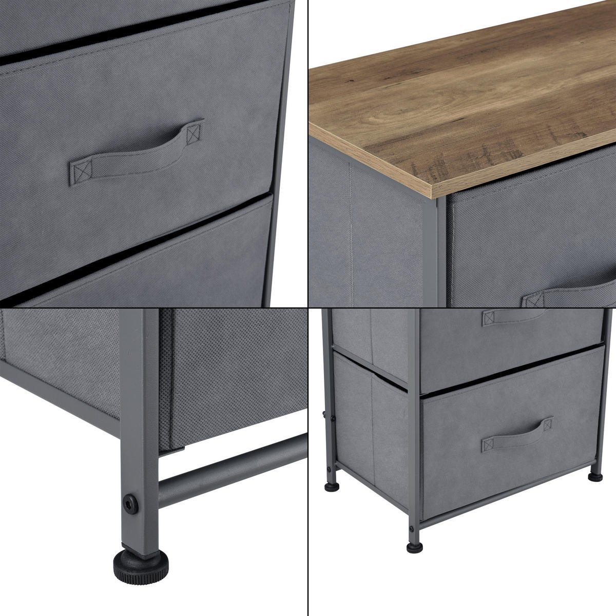 KOMMODE - Braun/Grau, Holzwerkstoff/Textil (45/95/30cm) - pro.tec