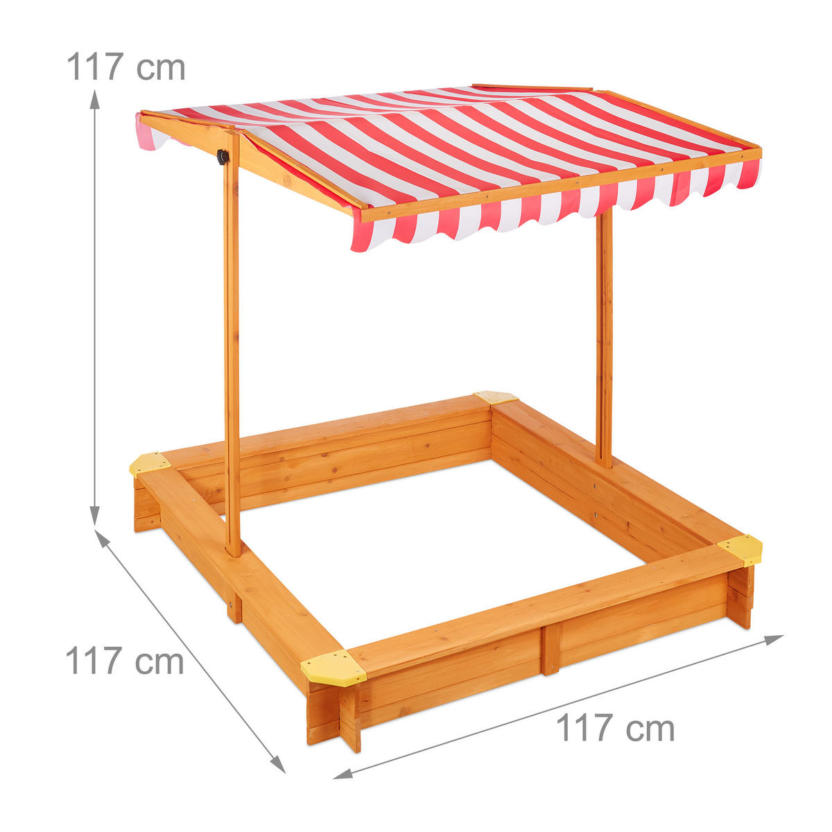 SANDKASTEN - Hellbraun, Holz/Textil (117/117/117cm) - Relaxdays