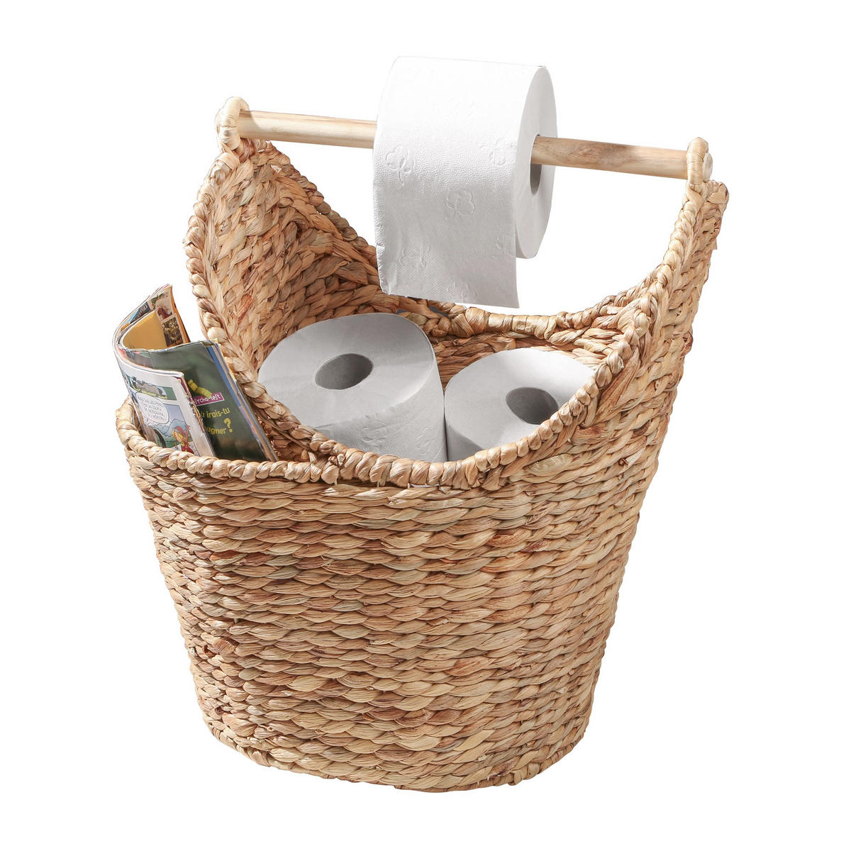 AUFBEWAHRUNGSKORB für Toilettenpapier aus Wasserhyazinthe - Höhe 42 cm - Apfelbaumfarben, Naturmaterialen (15/15/50cm) - Calicosy