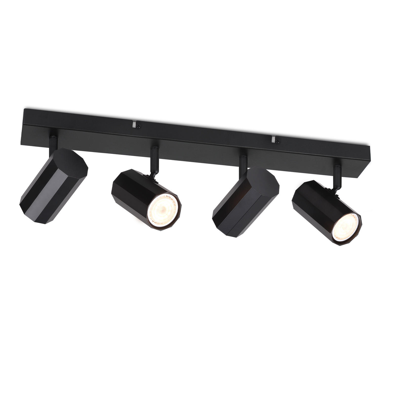 DECKENSTRAHLER Inga 4-flammig 53/11/3 cm - Schwarz, Metall (53/11/3cm) - Nettlife